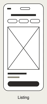 Mobile listing wireframe