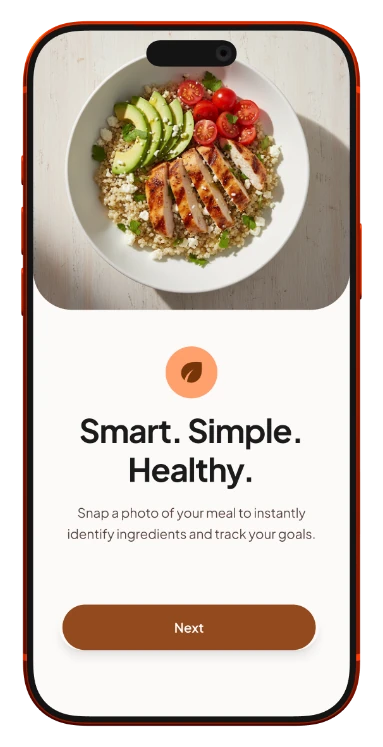 Onboarding screen — Smart. Simple. Healthy.